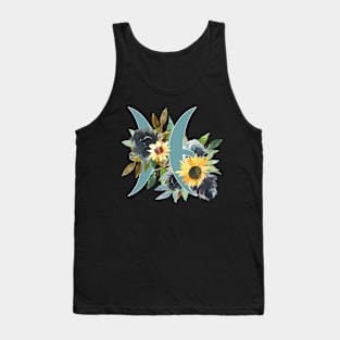 Pisces Horoscope Zodiac Blue Sunflower Design Tank Top